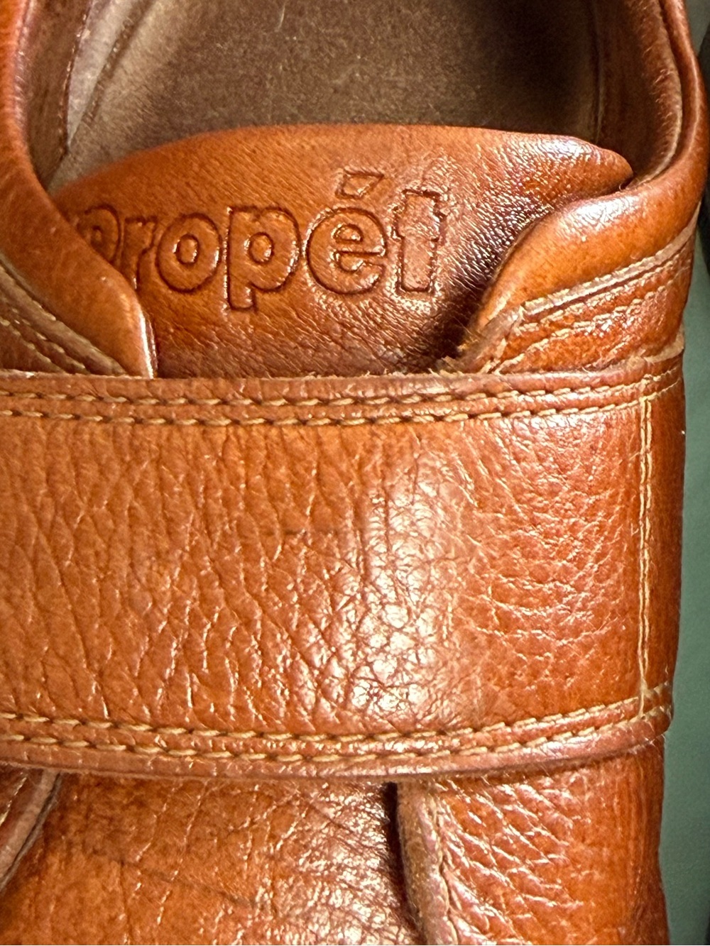 Propét Brown Leather Hook & Loop Comfort Walking Shoes Men’s US 11 M - Picture 3 of 9